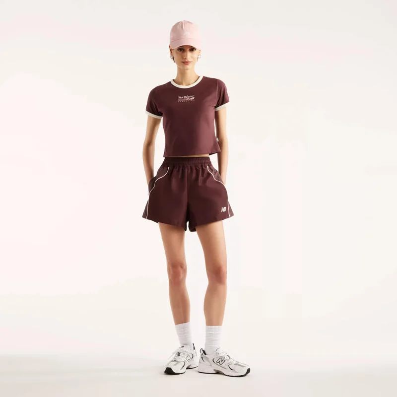New Balance Cherry Leather Women's Trackside Ringer T-Shirt for Women | Best Price UAE