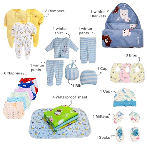 Infantbond Baby Semiwinter and Monsoon Use Hospital Essential Combo for New Born | Gift Pack | Baby Products | Maternity Essentials | Bedding Set (66 Items)(0-6 Months) (66 in 1 Bluemoon) - Image 3