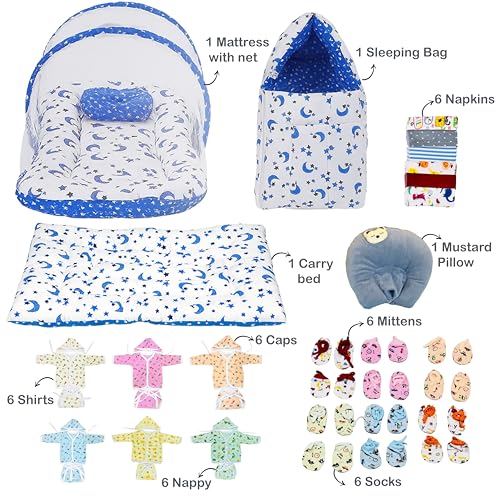 Infantbond Baby Semiwinter and Monsoon Use Hospital Essential Combo for New Born | Gift Pack | Baby Products | Maternity Essentials | Bedding Set (66 Items)(0-6 Months) (66 in 1 Bluemoon) - Image 2