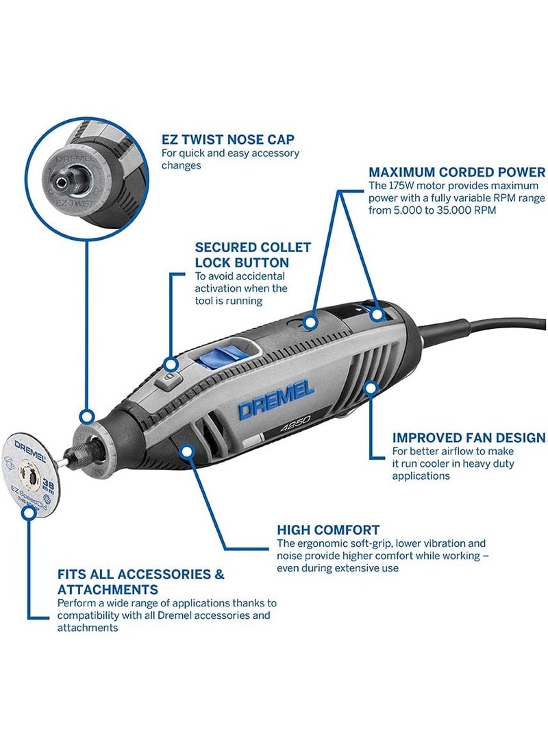 DREMEL 4250 Rotary Tool 175 W Multitool Kit With 3 Attachments 45 Accessories 175W Motor With Electronic Feedback Variable Speed 5.000 35.000 Rpm - Image 2