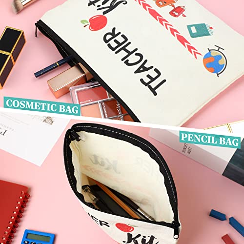 MTLEE 8 Pcs Teacher Graduation Gift Set for Women, 4 Makeup Pouch Cosmetic Bags and 4 Bangle Bracelets, Graduation End of Year Thank You Gifts for Teacher (Best Teacher Ever) - Image 4