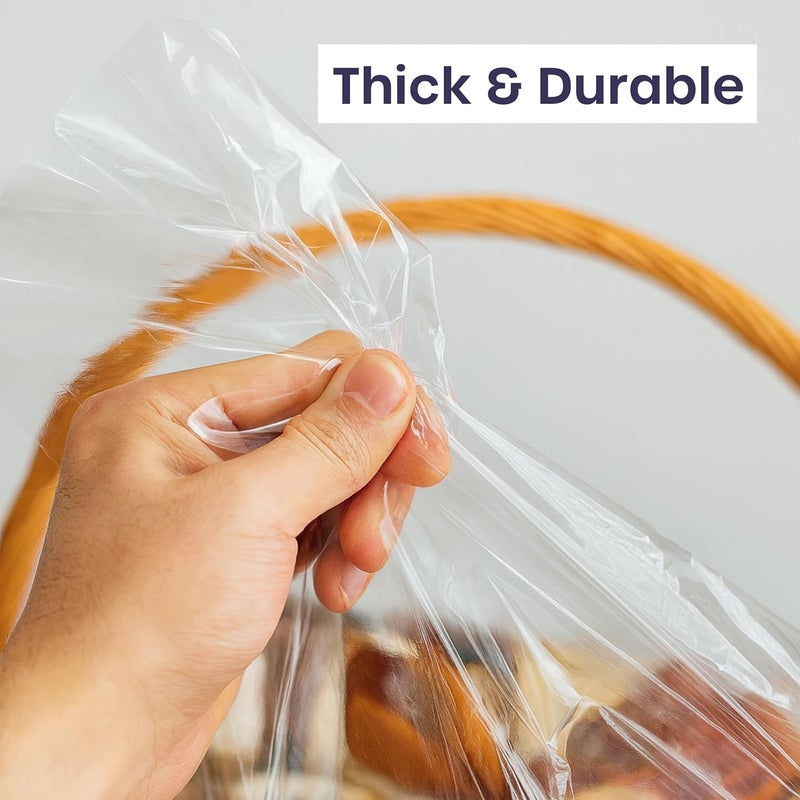 volila Large Cellophane Bags for Gift Baskets - 10 Pack (30 in x 40 in) Clear Gift Wrap for Gift Baskets, Floristry, Party Favors and Food Packaging - Image 3