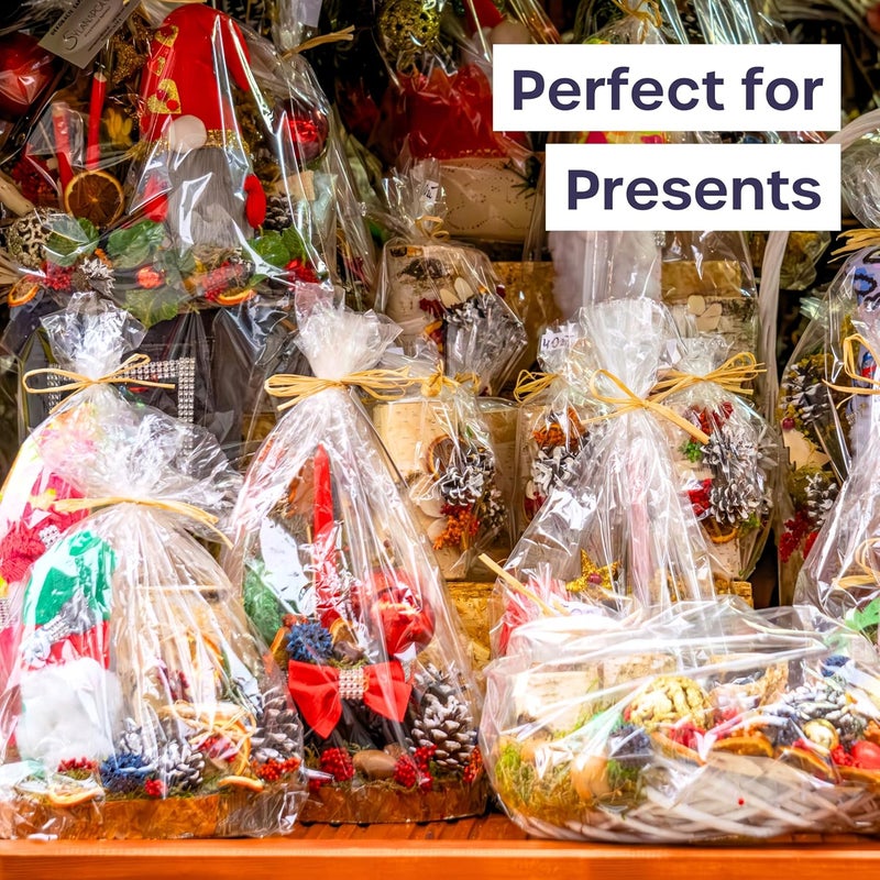 volila Large Cellophane Bags for Gift Baskets - 10 Pack (30 in x 40 in) Clear Gift Wrap for Gift Baskets, Floristry, Party Favors and Food Packaging - Image 4