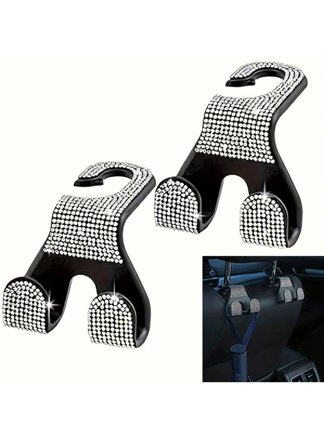 Pink Rhinestone Car Seat Back Hook Multifunctional Rear Storage Organizer 1pc - Image 1