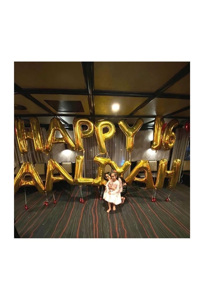 Party with Emma Gold Letter A to Z Balloons 32 inch Large Alphabet Balloons Gold Helium Foil Letter Balloon Banner for Birthday Party Anniversary Wedding Decoration (Gold-H) - Image 3