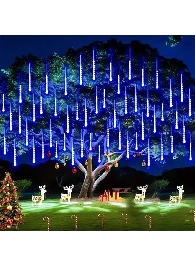 Warm White LED Meteor Shower Christmas Lights 8 String Battery Powered - Image 5