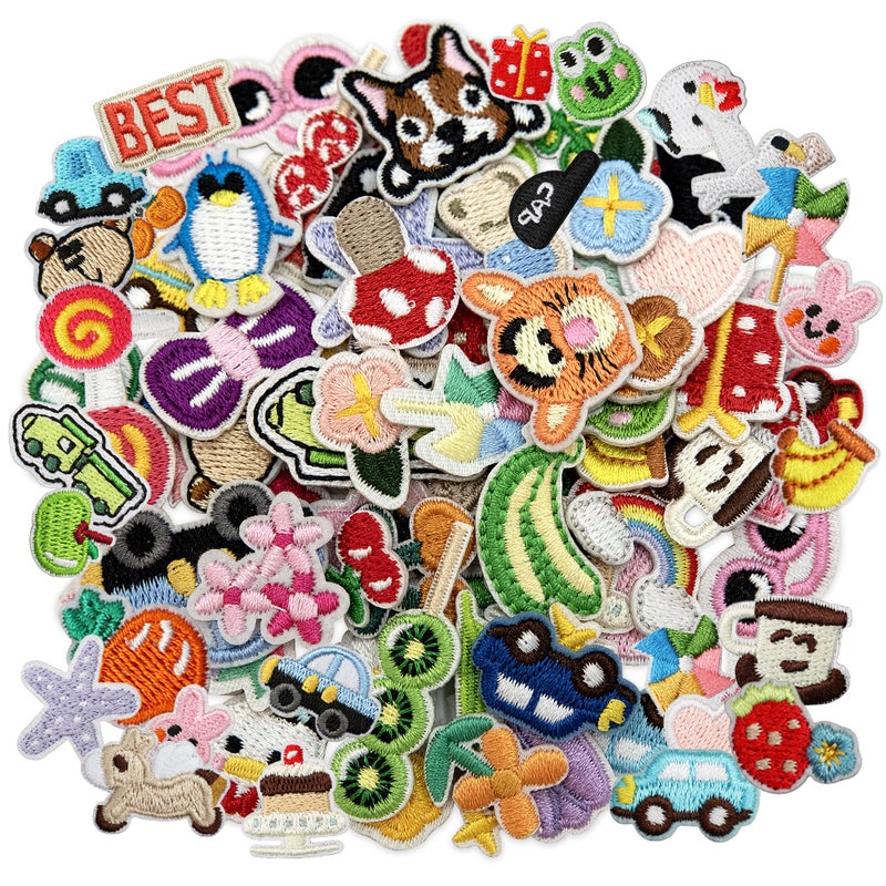 Acrebow 67 Pcs Small Iron On Patches Random Assorted Embroidered Applique Sew On Mini Cartoon Patches for Kids Clothes Fabric Crafts Clothing Jeans Hats Jackets Backpacks Bags for Children Toddler - Image 1