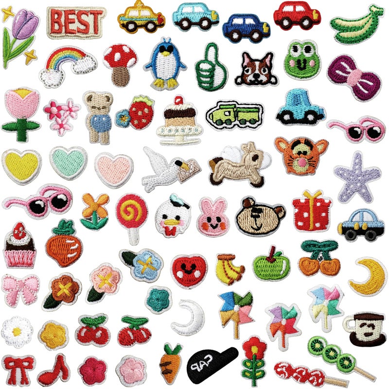 Acrebow 67 Pcs Small Iron On Patches Random Assorted Embroidered Applique Sew On Mini Cartoon Patches for Kids Clothes Fabric Crafts Clothing Jeans Hats Jackets Backpacks Bags for Children Toddler - Image 2