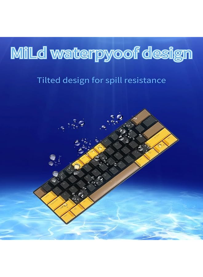 61 Keys Rgb Gaming Keyboard 60% Mini Wired Waterproof With Anti Ghosting Keyboard And Three Color Keycaps With Red Switch For Gamers(Black Yellow And Brown)  - Image 5