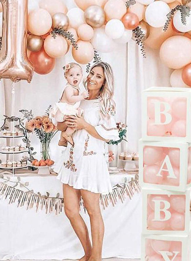 Loquat 4-Piece Baby Decorative Balloon Box Set 26 Letters Az Included White Color 12x12x12inch - Image 2