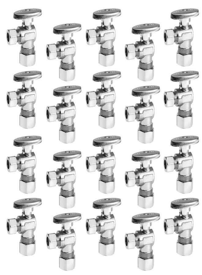 GUOFIS 20 Pack Angle Stop Valve,1/4 Turn Water Shut Off Valves,1/2" Nominal (5/8" OD) Compression Inlet x 3/8" OD Compression Outlet Shut-off Valve Plumbing(VALVE116-20Pack) - Image 1