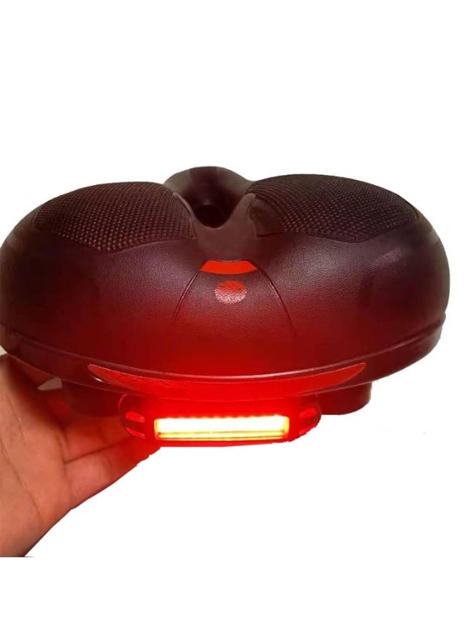 Relex Comfortable Seat Cushion for Men Women with Dual Shock Absorbing Ball Memory Foam and Taillight Waterproof Wide Bicycle Saddle Fit for Stationary, Exercise, Indoor, Mountain, Road Bikes - Image 2