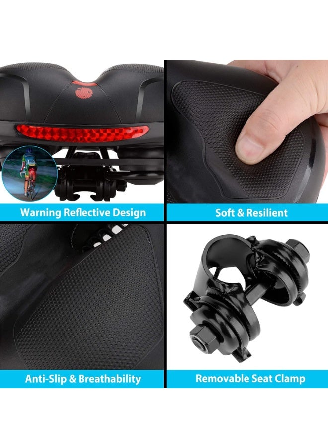 Relex Comfortable Seat Cushion for Men Women with Dual Shock Absorbing Ball Memory Foam and Taillight Waterproof Wide Bicycle Saddle Fit for Stationary, Exercise, Indoor, Mountain, Road Bikes - Image 3