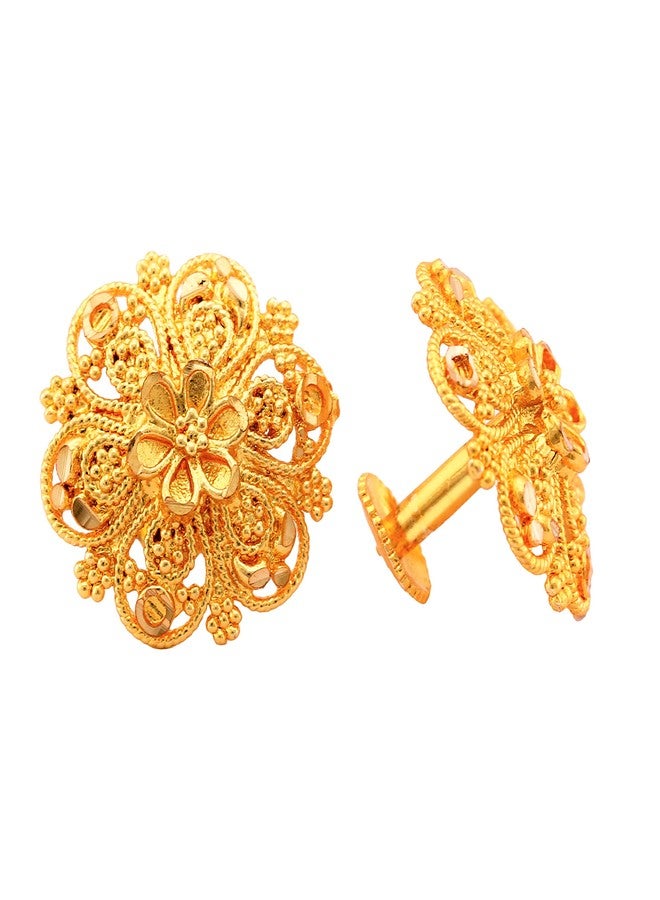 MEENAZ Traditional Temple 1 One Gram Gold 18k Copper Brass Ruby South Screw Back Studs Earrings Combo Set Pack For Women girls Latest -Ear rings combo-M02 - Image 2