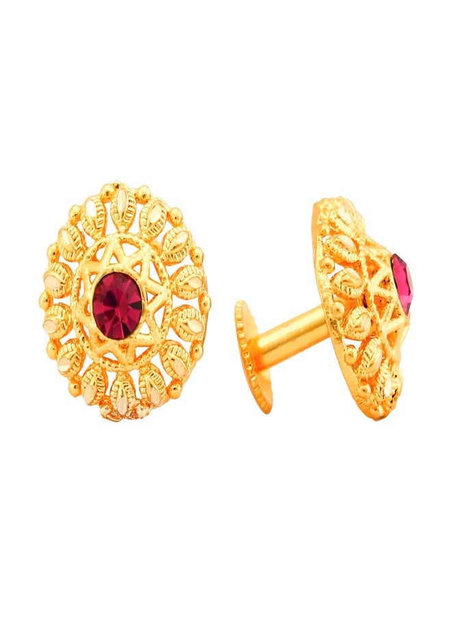 MEENAZ Traditional Temple 1 One Gram Gold 18k Copper Brass Ruby South Screw Back Studs Earrings Combo Set Pack For Women girls Latest -Ear rings combo-M02 - Image 4