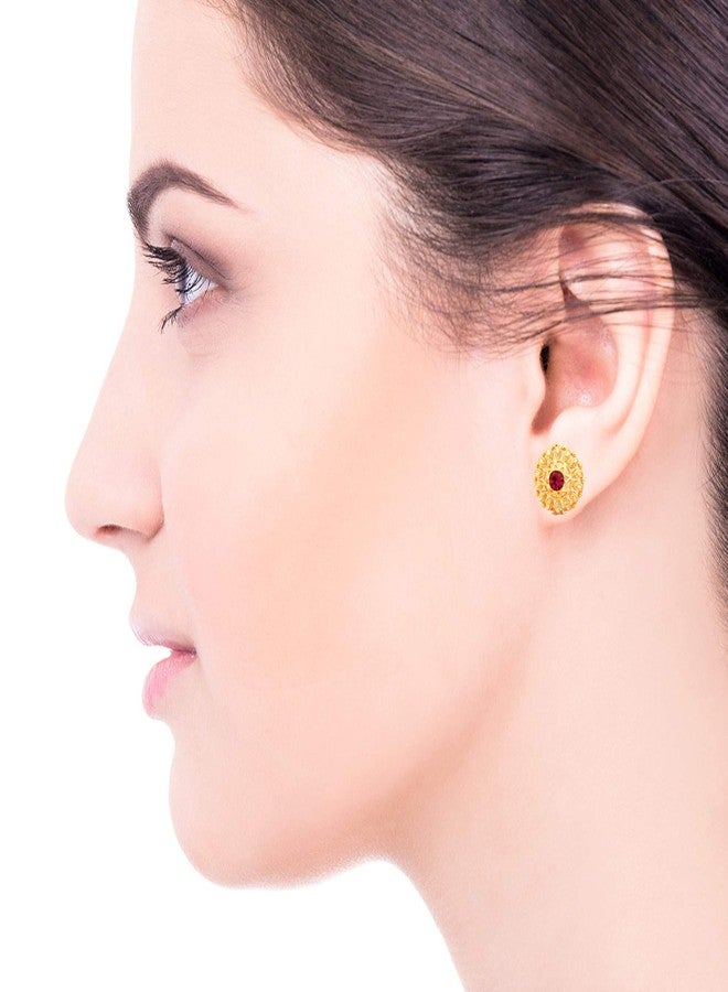 MEENAZ Traditional Temple 1 One Gram Gold 18k Copper Brass Ruby South Screw Back Studs Earrings Combo Set Pack For Women girls Latest -Ear rings combo-M02 - Image 5