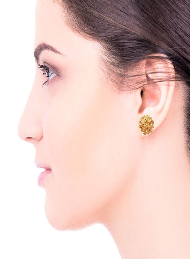 MEENAZ Traditional Temple 1 One Gram Gold 18k Copper Brass Ruby South Screw Back Studs Earrings Combo Set Pack For Women girls Latest -Ear rings combo-M02 - Image 3