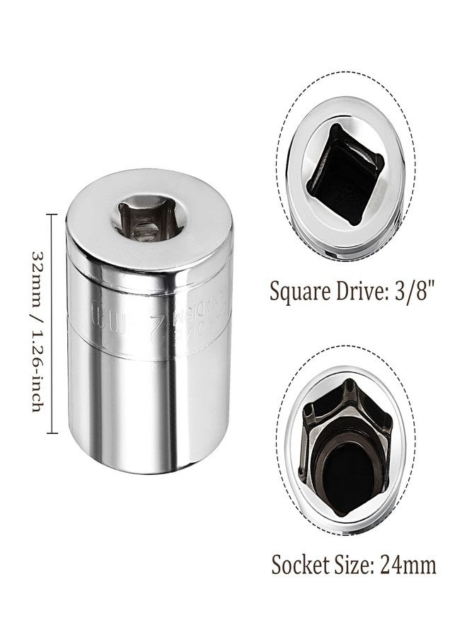 Kozelo 6 Point Shallow Socket - [3/8 Inch x 24mm] Square Drive for Car Mechanical Equipment Repair Use, CR-V Steel Metric Sizes - Image 3