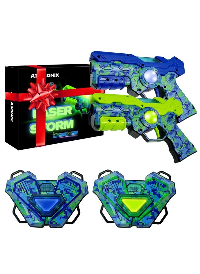 Atlasonix Laser Tag Set For Boys Age 8-12, Christmas & Birthday Gift Lazer Tag Game With 2 Guns & Vests, Fun Indoor Outdoor Laser Tag For Kids & Adults, High-Tech Blaster For Family Play (2 Pack)  - Image 1