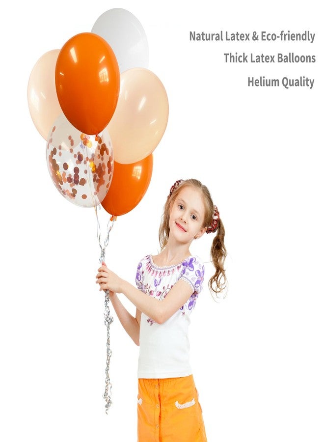 ANSOMO Orange Latex Balloons Party Decorations 12 Inch 50 Pcs White Matte Burnt Pastel Confetti Orange Balloons Ribbons Wedding Birthday Bridal Baby Shower Graduation Bachelorette Décor Supplies - Image 4