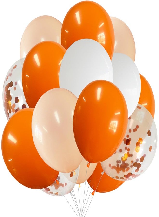 ANSOMO Orange Latex Balloons Party Decorations 12 Inch 50 Pcs White Matte Burnt Pastel Confetti Orange Balloons Ribbons Wedding Birthday Bridal Baby Shower Graduation Bachelorette Décor Supplies - Image 2