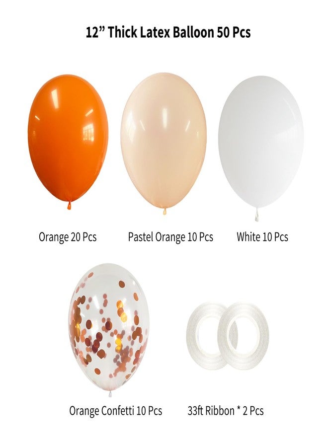 ANSOMO Orange Latex Balloons Party Decorations 12 Inch 50 Pcs White Matte Burnt Pastel Confetti Orange Balloons Ribbons Wedding Birthday Bridal Baby Shower Graduation Bachelorette Décor Supplies - Image 3