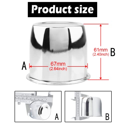 Rheedal 4Pcs 3.13inch Trailer Wheel Center Caps Push Through 3.13" Bore 3.31" Tall Hub Cap for Truck SUV RV Wheel Rim, Chrome Silver Wheel Cover - Image 3