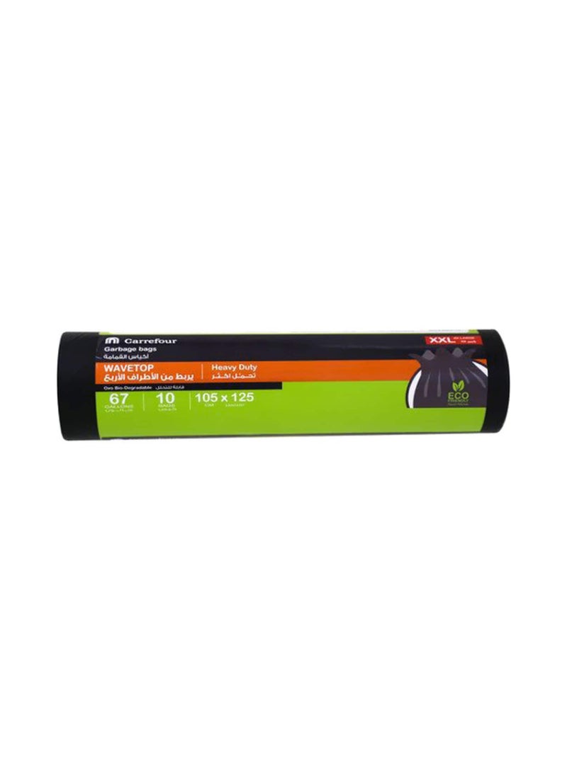 Carrefour Bio 67 Gallon Wavetop Oxo Bio-Degradable Black XXL 10 Garbage Bags 