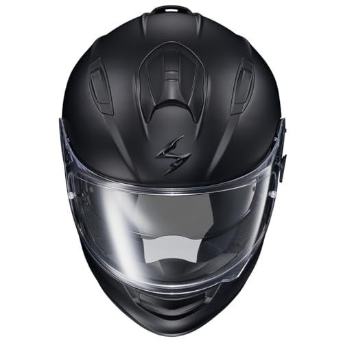 ScorpionEXO خوذة دراجة نارية كاملة الوجه من ScorpionEXO Ryzer مع درع جاهز لـ Pinlock مع جيوب مكبر الصوت المدمجة معتمدة من DOT ECE (أسود غير لامع - كبير) - Image 3
