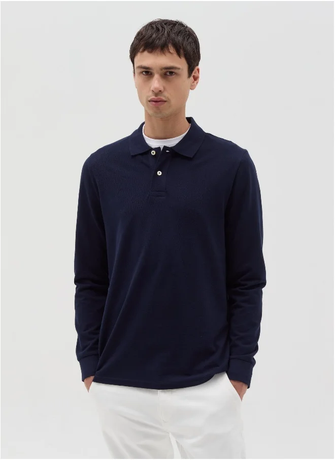 Ovs Cotton polo shirt with long sleeves