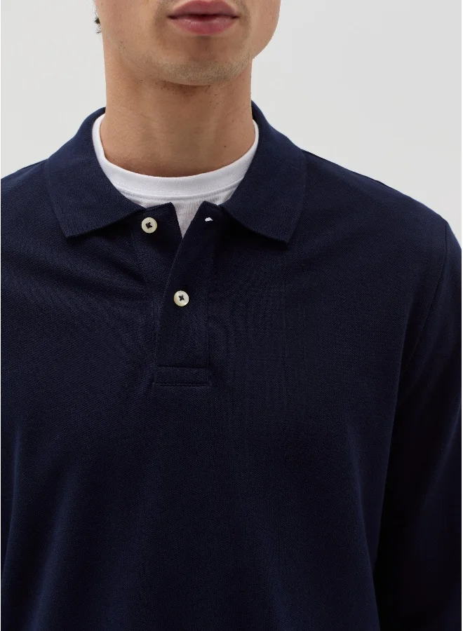 Ovs Cotton polo shirt with long sleeves