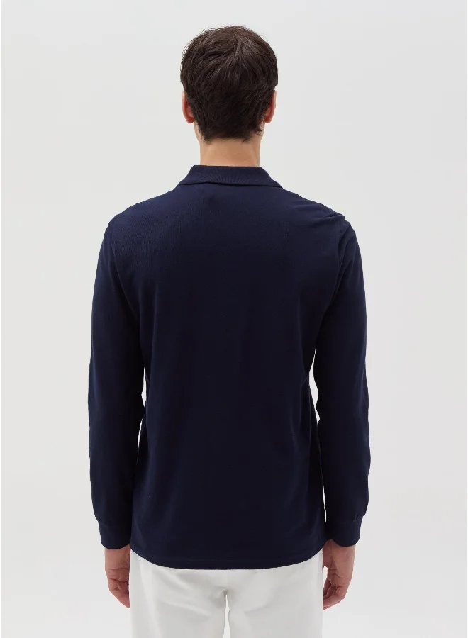 Ovs Cotton polo shirt with long sleeves