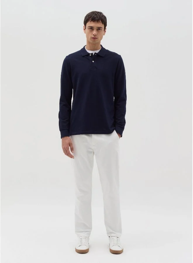 Ovs Cotton polo shirt with long sleeves