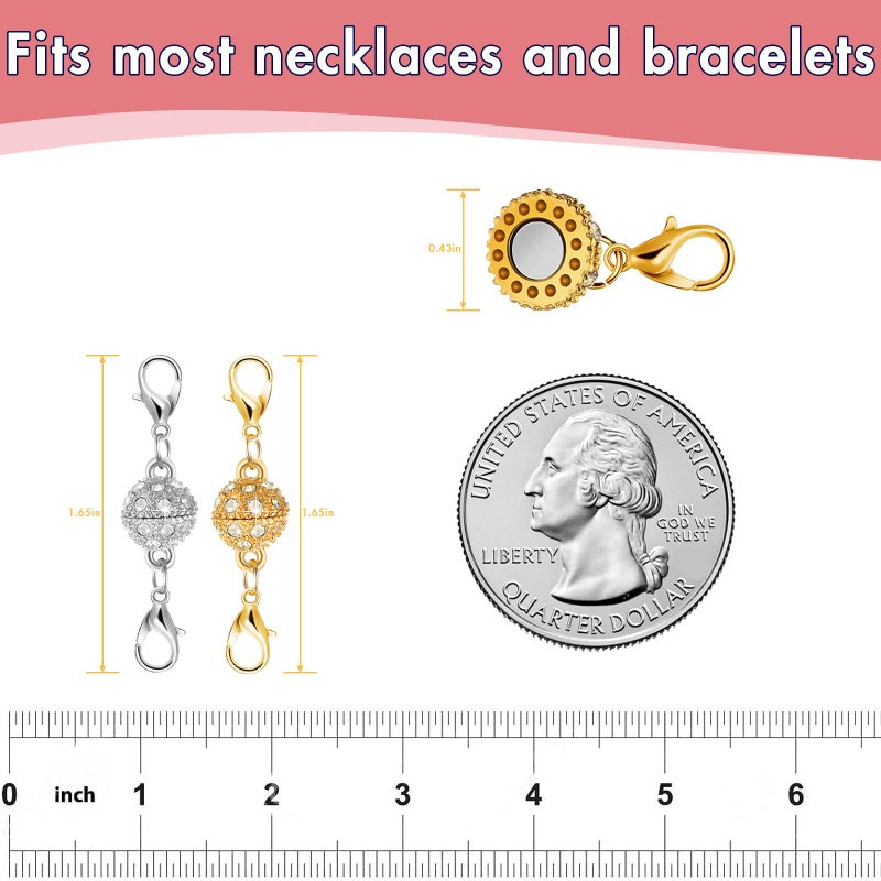 Bonison Magnetic Necklace Clasps and Closures, 12PCS Gold & Silver Magnetic Lobster Clasp Extenders for Necklaces & Bracelets, Easy Jewelry Converter for Women, Seniors, and Everyday Wear - Image 2