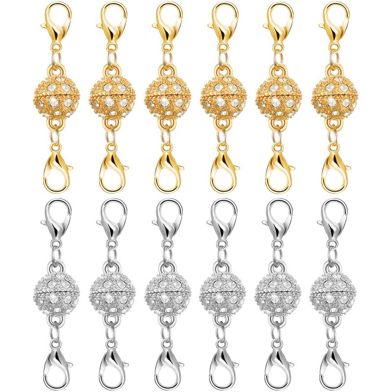 Bonison Magnetic Necklace Clasps and Closures, 12PCS Gold & Silver Magnetic Lobster Clasp Extenders for Necklaces & Bracelets, Easy Jewelry Converter for Women, Seniors, and Everyday Wear - Image 1