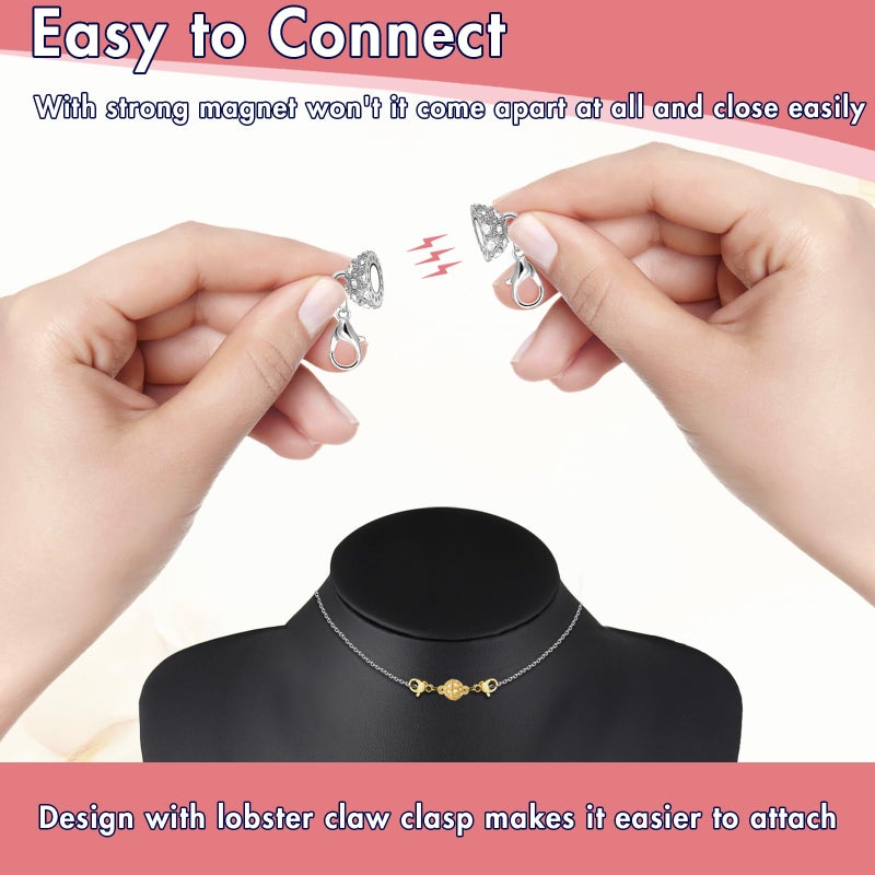 Bonison Magnetic Necklace Clasps and Closures, 12PCS Gold & Silver Magnetic Lobster Clasp Extenders for Necklaces & Bracelets, Easy Jewelry Converter for Women, Seniors, and Everyday Wear - Image 3