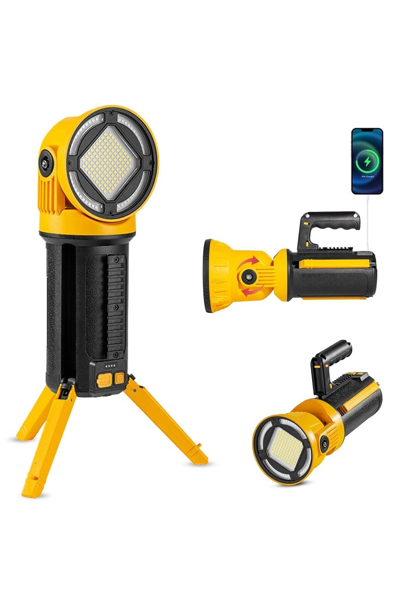 KGL BROSISS ذات الأضواء الكبرية الفائقة القابلة لإعادة الشحن - مصباح يدوي محمول مع مقبض قابل للفصل ، حامل قابل للطي ، شعاع طويل المدى ، ألياف مائية مقاومة للماء للهواء في الهواء الطلق ، التخييم والطوارئ الاستخدام - Image 1