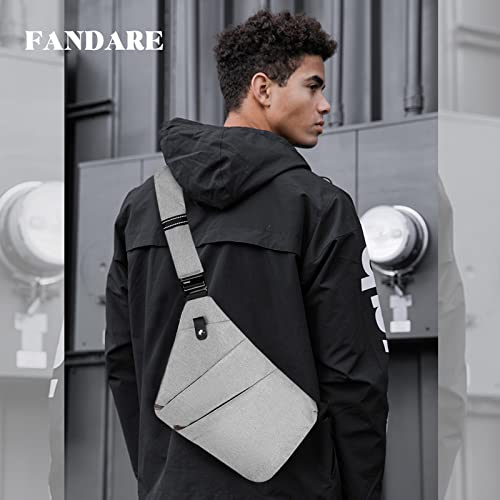 FANDARE AntiTheft Sling Bags Chest Shoulder Backpack Crossbody Bags Cover Pack Rucksack Crossbody Bag for Men Women Travel Hiking Bicycle Sport Gym Daypacks Nylon Gray A - Image 3