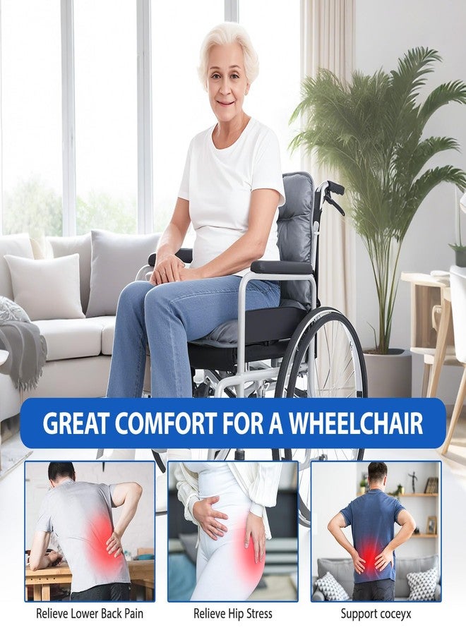 JFMkaer Wheelchair Cushion for Elderly, 17''x17'' Wheelchair Seat Cushion for Pressure Relief, Anti-Slip Seat and Back Support for Seniors Adults, Wheelchair Accessories for Seniors - Image 2