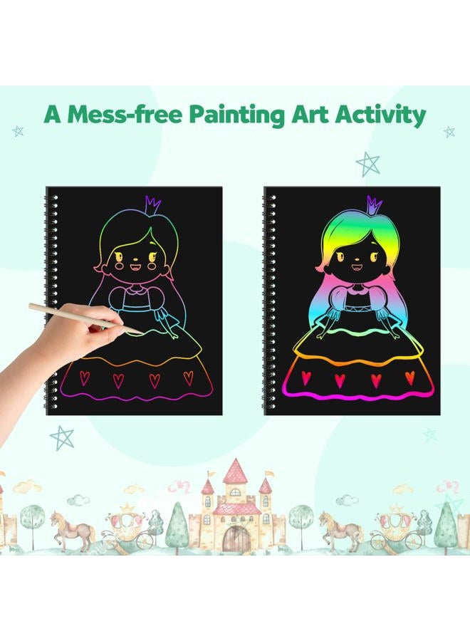 ZMLM Scratch Paper Art Craft: 2 Pack Rainbow Scratch Set for 3 4 5 6 7 8 9 10 Years Old Girls Boys Students Drawing Coloring Art Supplies Kits Gifts School Birthday Party Games Toys - Image 4