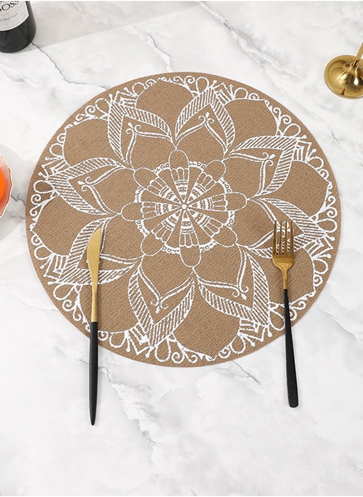 CityRiya-Long Placemats Set of 6 Heat Resistant Table Mats 38*38cm Placemats Washable Placemats for Kitchen Dining Table Non-Slip PVC Table Mats Place Mats for Dining Table, Woven Vinyl Dinner Mats  - Image 1