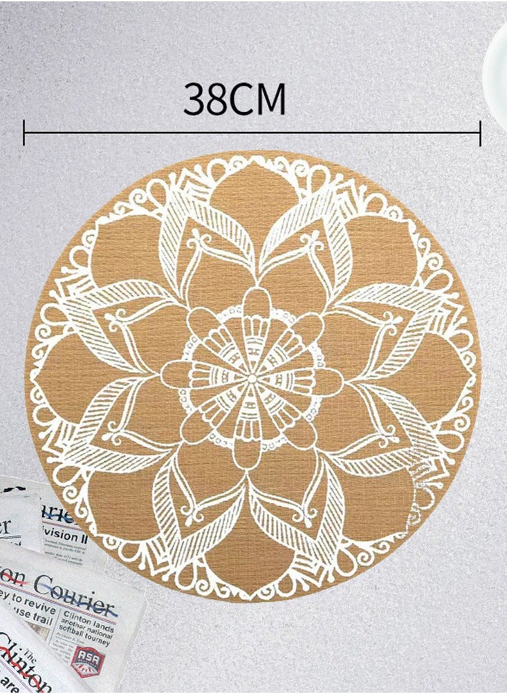 CityRiya-Long Placemats Set of 6 Heat Resistant Table Mats 38*38cm Placemats Washable Placemats for Kitchen Dining Table Non-Slip PVC Table Mats Place Mats for Dining Table, Woven Vinyl Dinner Mats  - Image 2