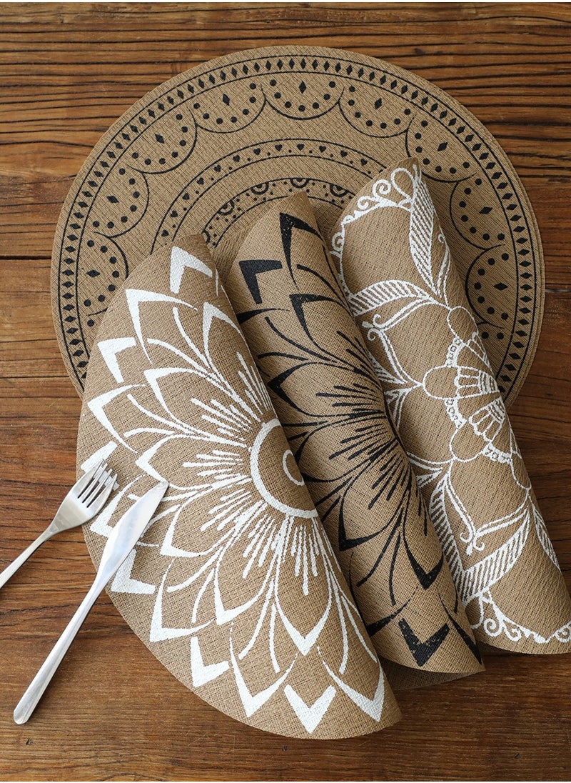 CityRiya-Long Placemats Set of 6 Heat Resistant Table Mats 38*38cm Placemats Washable Placemats for Kitchen Dining Table Non-Slip PVC Table Mats Place Mats for Dining Table, Woven Vinyl Dinner Mats  - Image 3