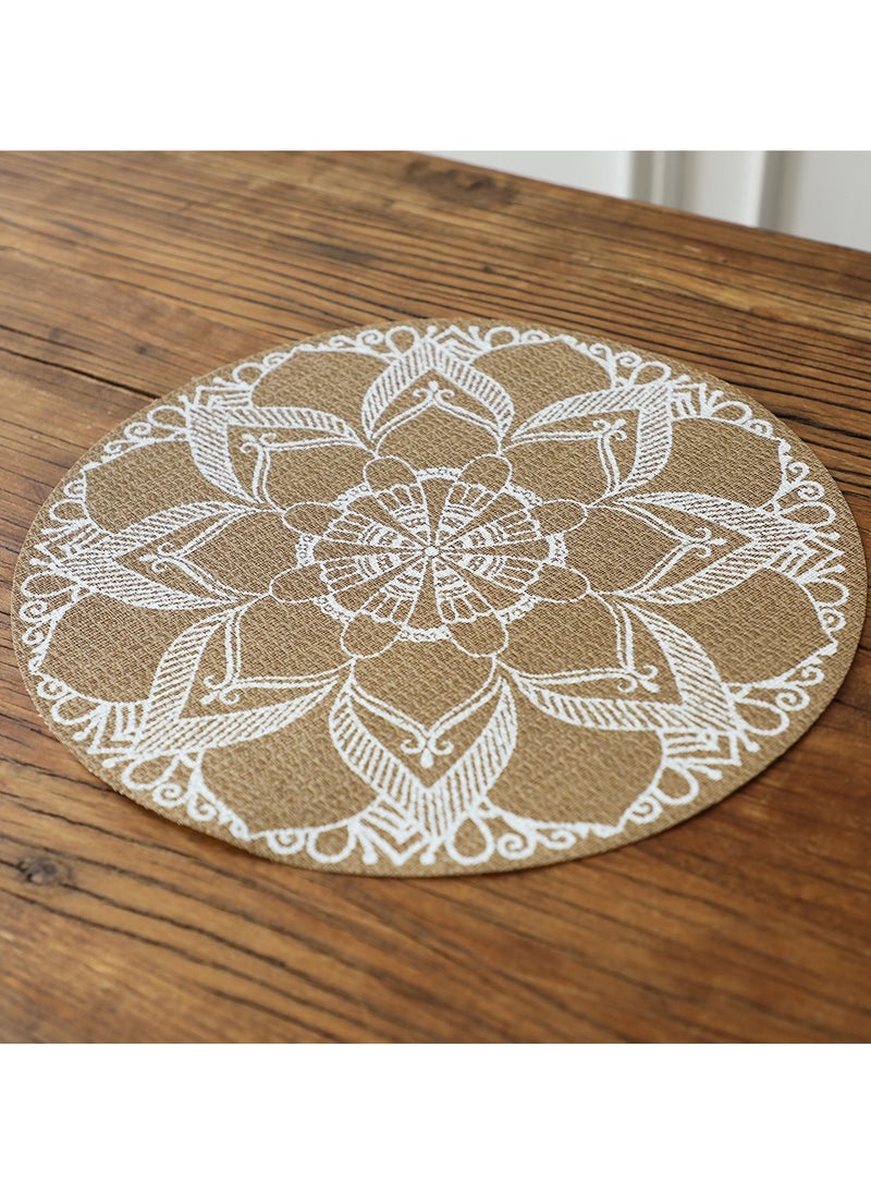 CityRiya-Long Placemats Set of 6 Heat Resistant Table Mats 38*38cm Placemats Washable Placemats for Kitchen Dining Table Non-Slip PVC Table Mats Place Mats for Dining Table, Woven Vinyl Dinner Mats  - Image 4