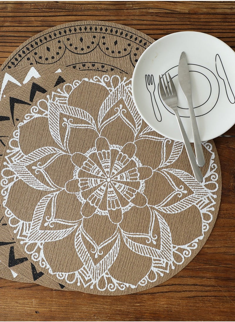 CityRiya-Long Placemats Set of 6 Heat Resistant Table Mats 38*38cm Placemats Washable Placemats for Kitchen Dining Table Non-Slip PVC Table Mats Place Mats for Dining Table, Woven Vinyl Dinner Mats  - Image 5