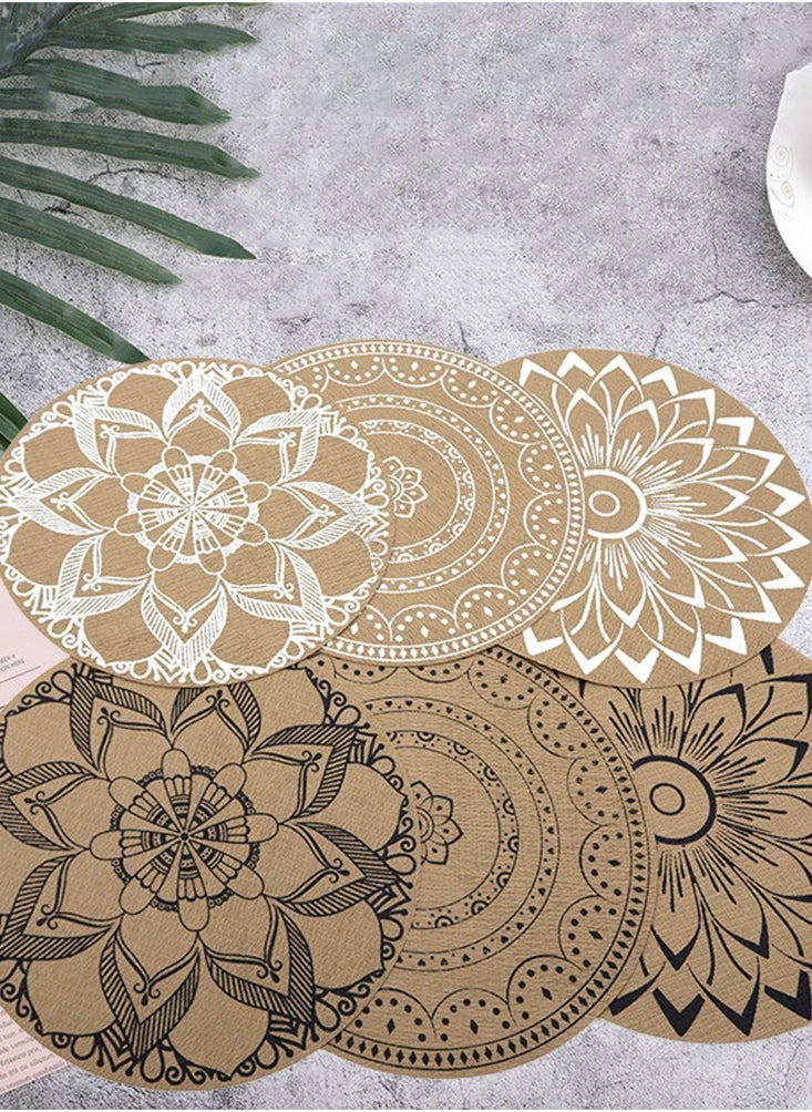 CityRiya-Long - Placemats Set of 6 Heat Resistant Table Mats 38*38cm Placemats Washable Placemats for Kitchen Dining Table Non-Slip PVC Table Mats Place Mats for Dining Table, Woven Vinyl Dinner Mats - Image 1