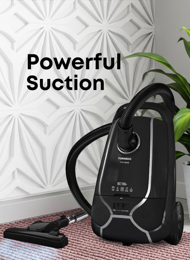 TORNADO Vacuum Cleaner 1800 Watt HEPA Filter Black TVC-1800EB 220 W TVC-1800EB black - Image 1