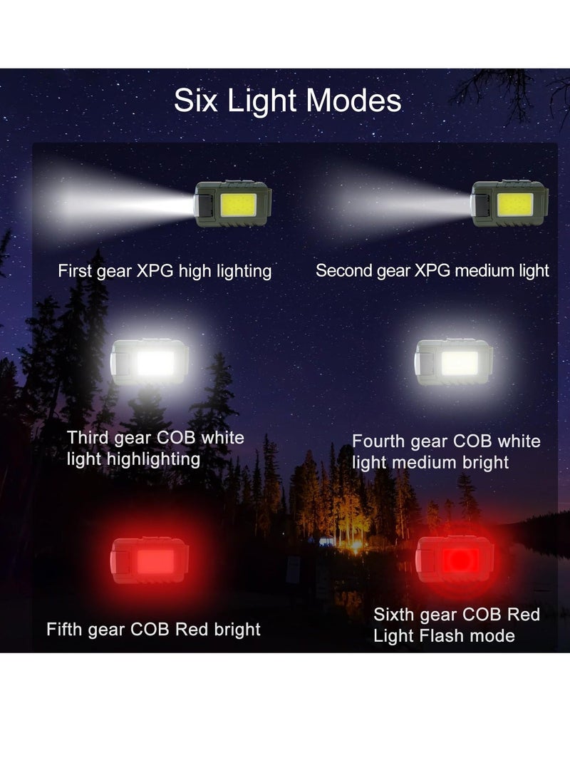 Mini Flashlight 500 Lumens Rechargeable Handheld Flashlights Key Light with 180° Rotatable Headlamps hat clip 6 Modes Waterproof Design for Camping Hiking Running Fishing Walking Green  - Image 3