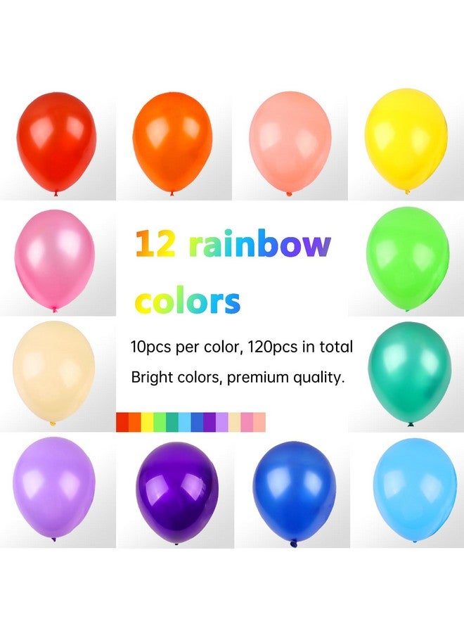RUBFAC 120 Balloons Assorted Color 12 Inches Rainbow Latex Balloons, 12 Bright Color Party Balloons for Birthday Baby Shower Wedding Party Supplies Arch Garland - Image 2