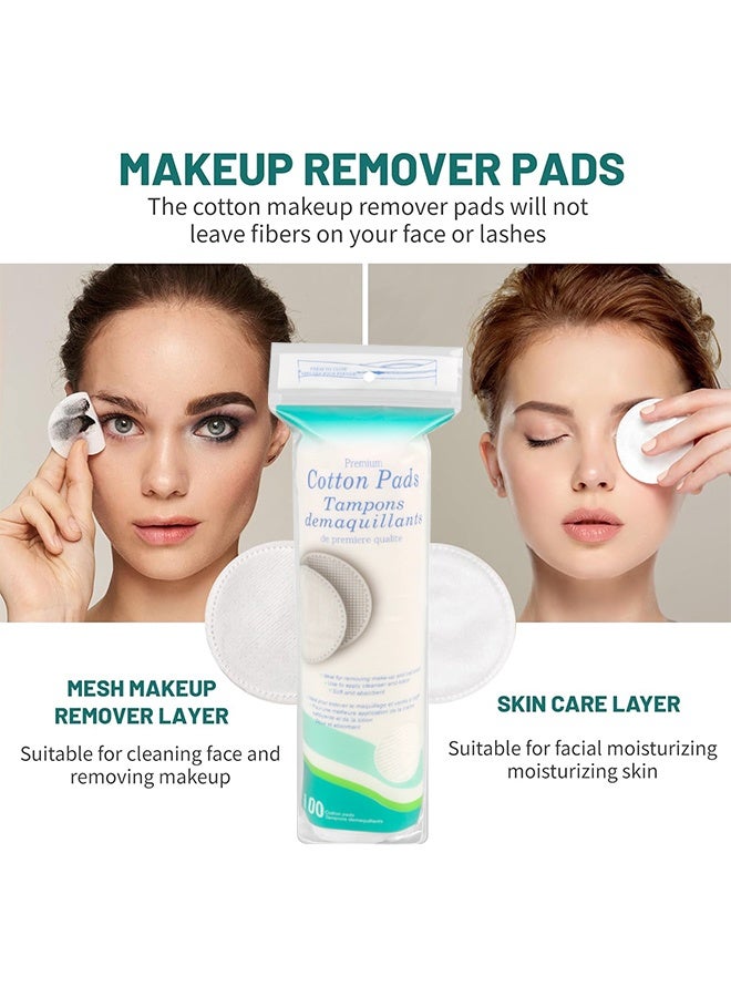 Premium 3 Packs 300 Sheets Premium Cotton Rounds, Highly Absorbent Makeup Remover Pad, Premium Cotton Rounds For Face Facial Lip & Eye Makeup Remover Pads, Effective Cosmetic Cotton Round, Hypoallergenic, Lint-Free - Image 5